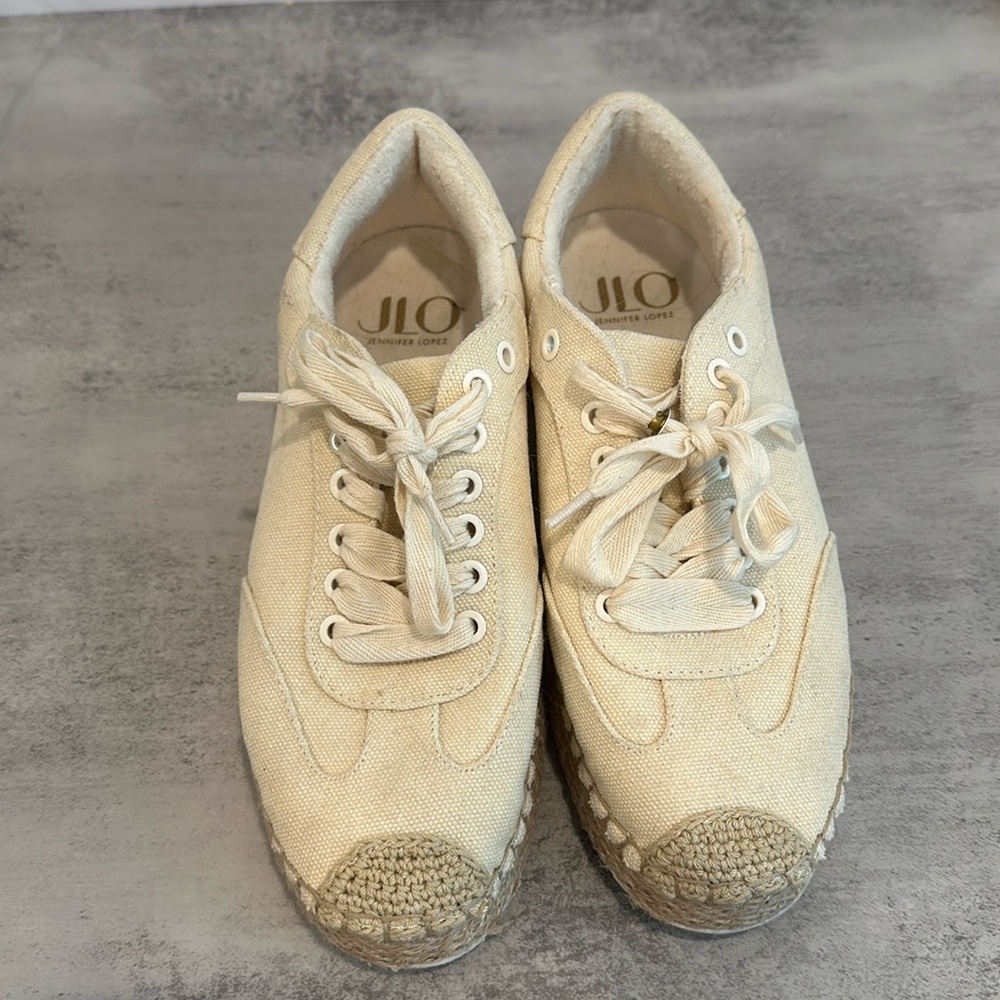 JLO cream platform sneakers size 8